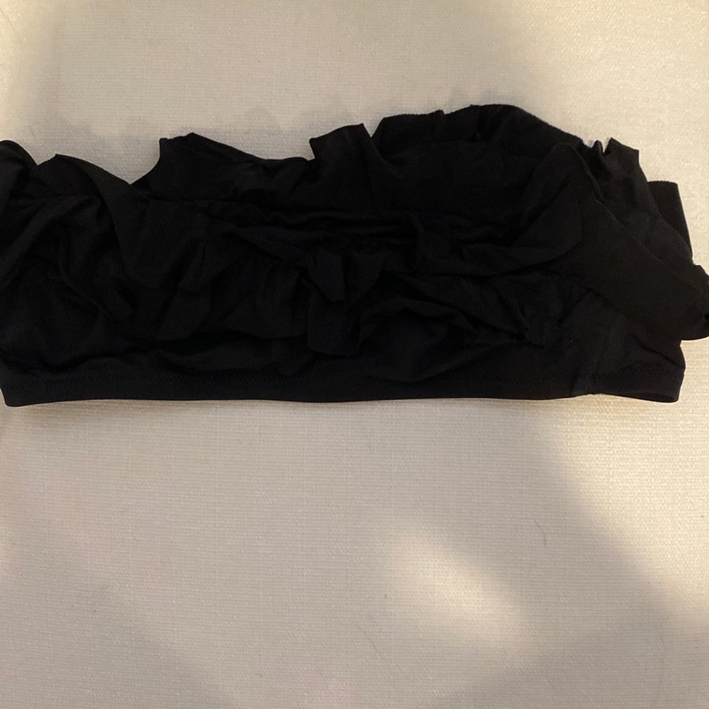 Jcrew black ruffle bikini top size medium